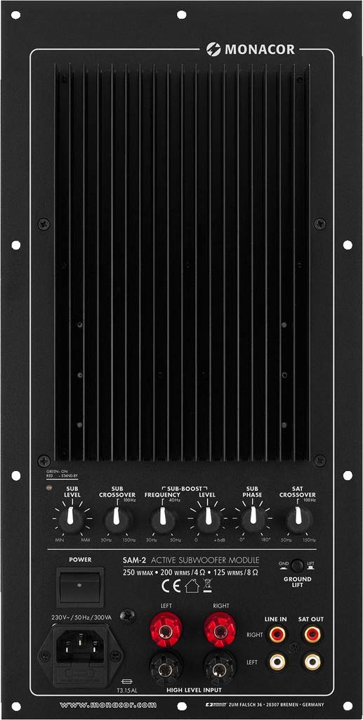 Monacor SAM-2 Subwoofer-Aktiv-Modul, 200 W Nennleistung, schwarz