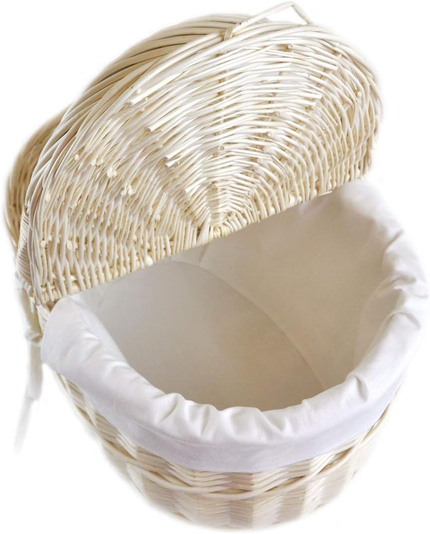 MyBer® Korb Picknickkorb Tragekorb mit 2 Deckeln Weidenkorb Vollweide Einkaufskorb geflochten weiss