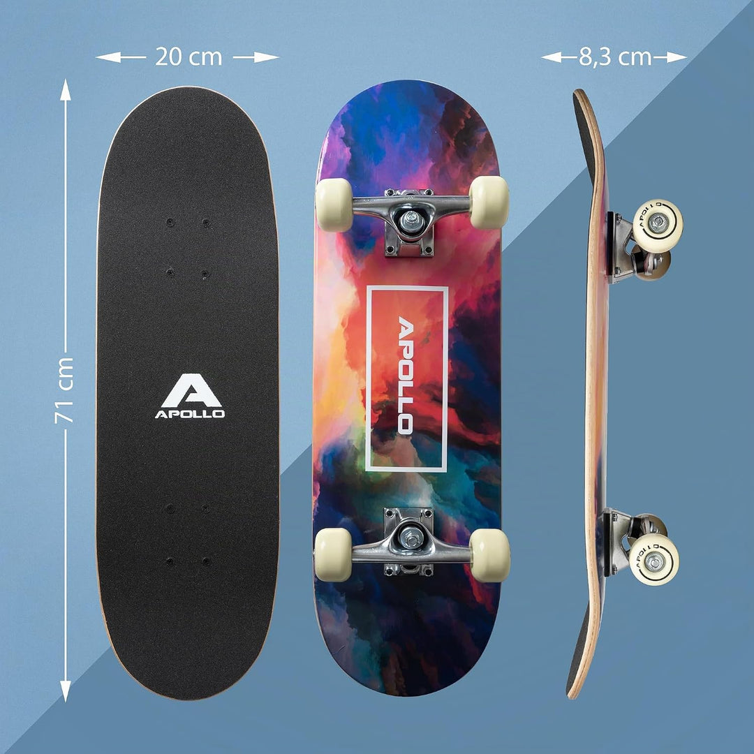 Apollo Kinder Skateboard, kleines Komplett Board mit ABEC 3 Kugellagern und Aluminium Achsen,Coole D