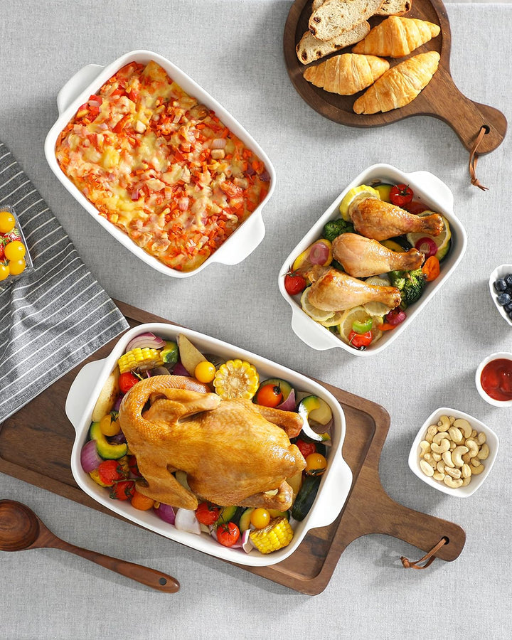 MALACASA, Serie Bake. Bake, 3 teilig Auflaufformen für den Ofen, Porzellan Backformen Set Durable Ca