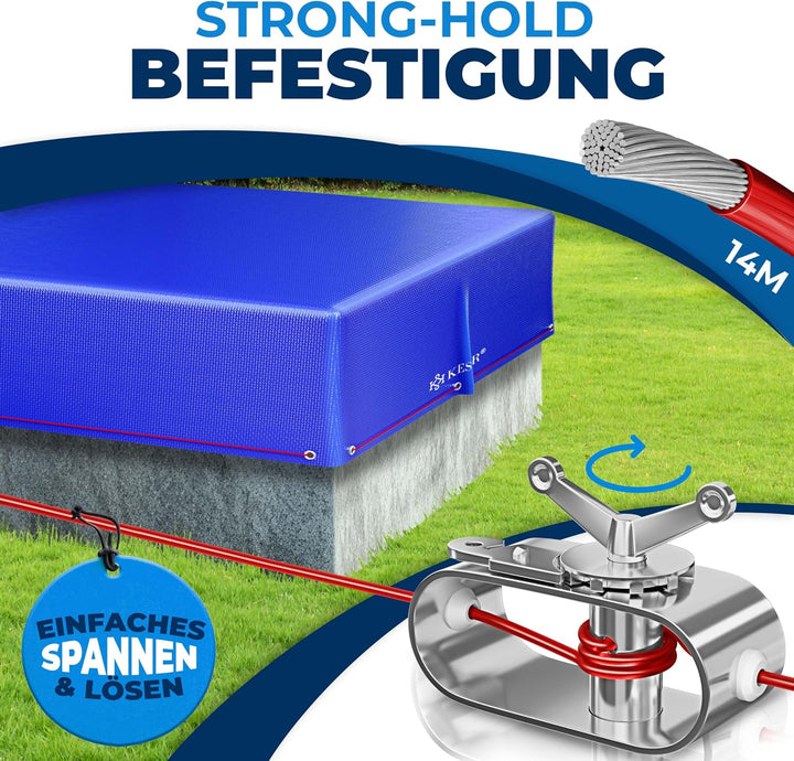 KESSER® Solar Poolabdeckung Pool Abdeckplane Rechteckig 410x220cm Poolplane 200g/m² PE Material Inkl