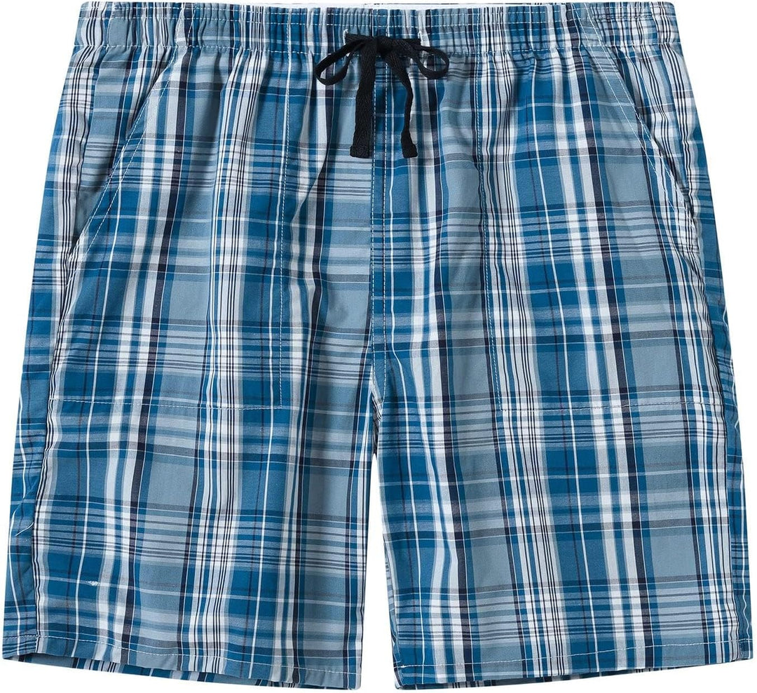MoFiz Schlafshorts Jungen Baumwolle Kurz Pyjamahose Schlafanzug Karierte Hose Loungewear Nachtwäsche