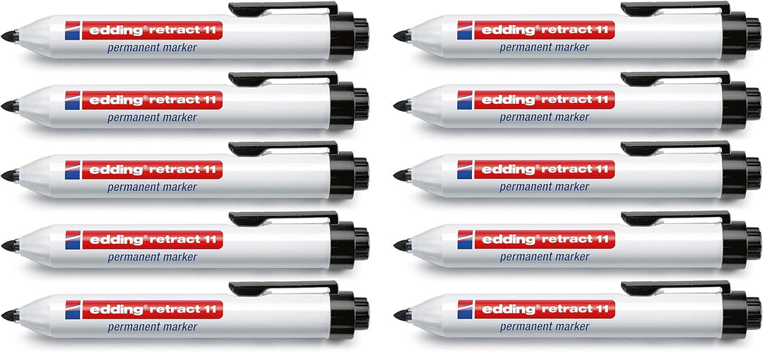 Permanentmarker edding retract 11, nachfüllbar, Rundspitze, schwarz, 10 Stück, 10