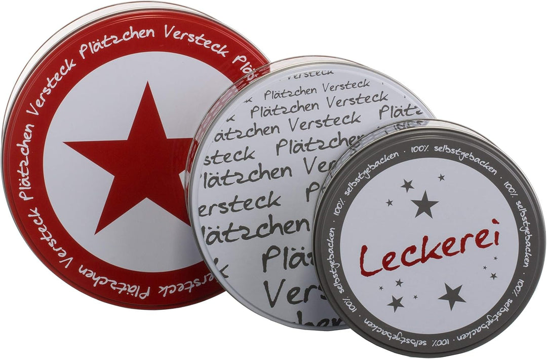 Brandsseller Plätzchendosen 3er Set – Keksdosen &amp; Aufbewahrungsdosen für Gebäck, Kekse &amp; Weihnachtsp