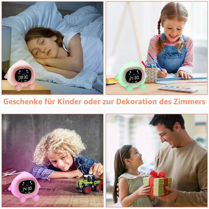 HOTUT Kinder Lichtwecker,Schlaftrainer Kinder mit Nachtlichtern,6 White Noise Kinderwecker,Digitaler
