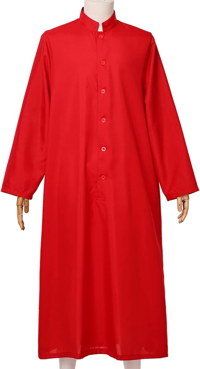 COSDREAMER Clergy Cassock Robe Preacher Cassock Herren Lob Anbetung Robe, rot, XL Rot XL, Rot XL