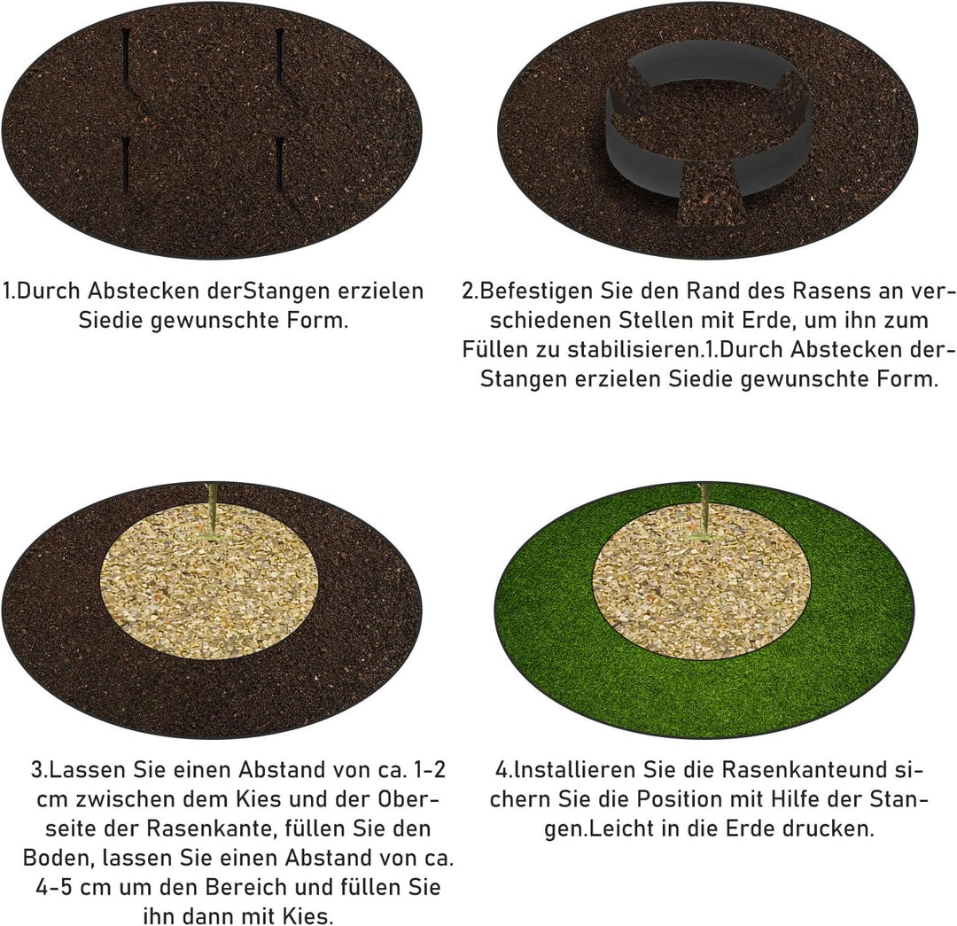 Herrselsam Rasenkanten Kunststoff Mähkante, Beeteinfassung Rund Gartenumrandung Unsichtbar Lawn Edgi