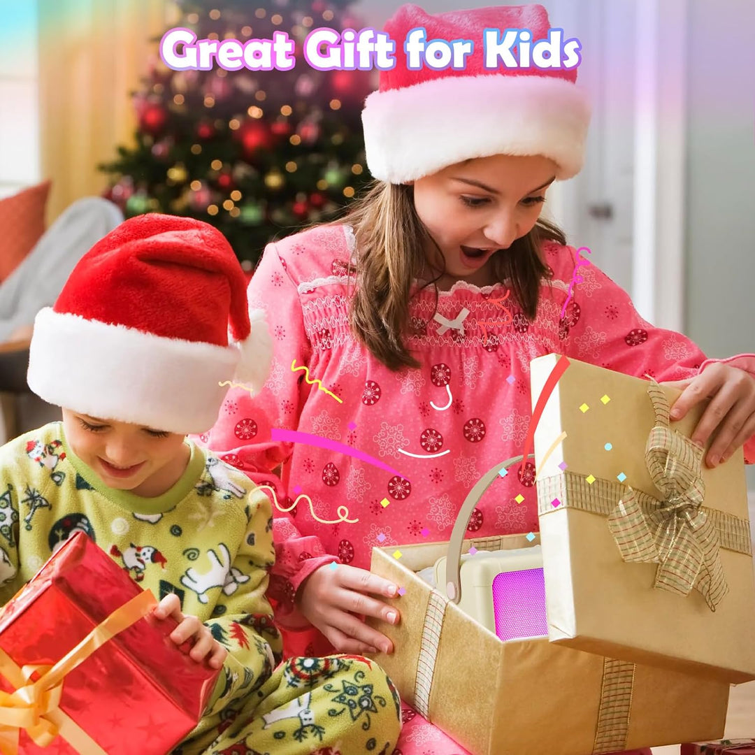 Giecy Karaoke-Maschine mit 2 mikrofonen, Mini Bluetooth Karaoke Anlage mit mikrofon Kinder, PA-Syste