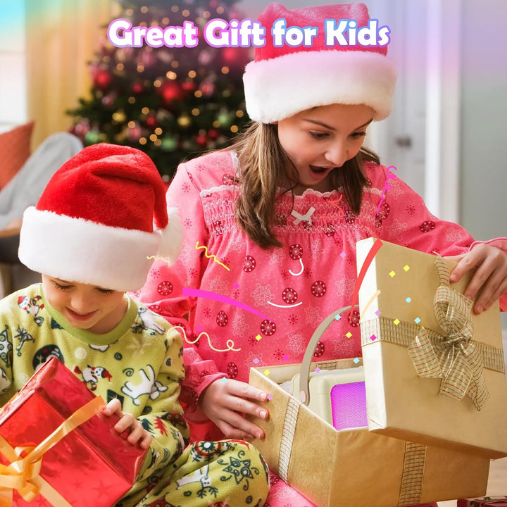 Giecy Karaoke-Maschine mit 2 mikrofonen, Mini Bluetooth Karaoke Anlage mit mikrofon Kinder, PA-Syste