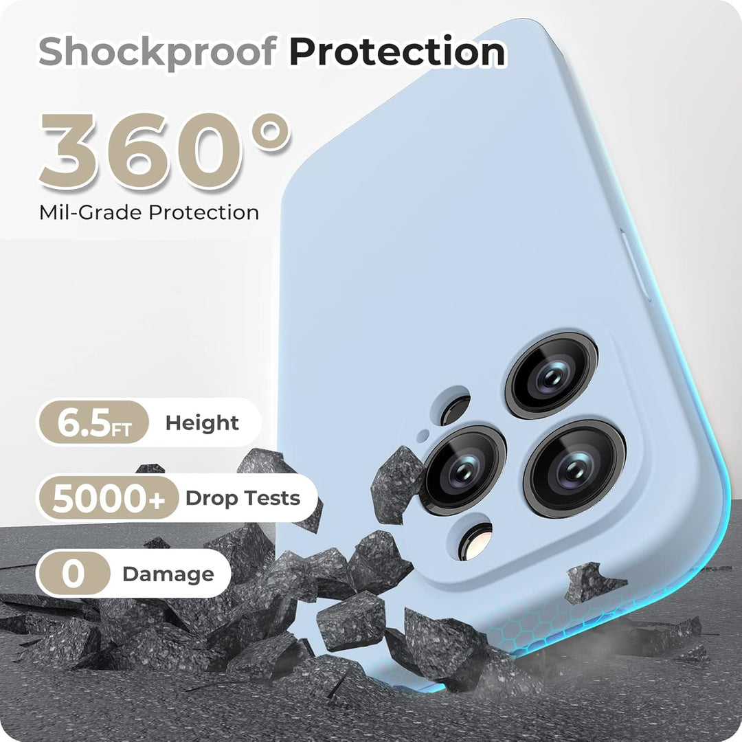 GOODVISH 3 in 1 Hülle Kompatibel mit iPhone 14 Pro - mit 2 Stück Schutzfolie | Liquid Silikon Handyh