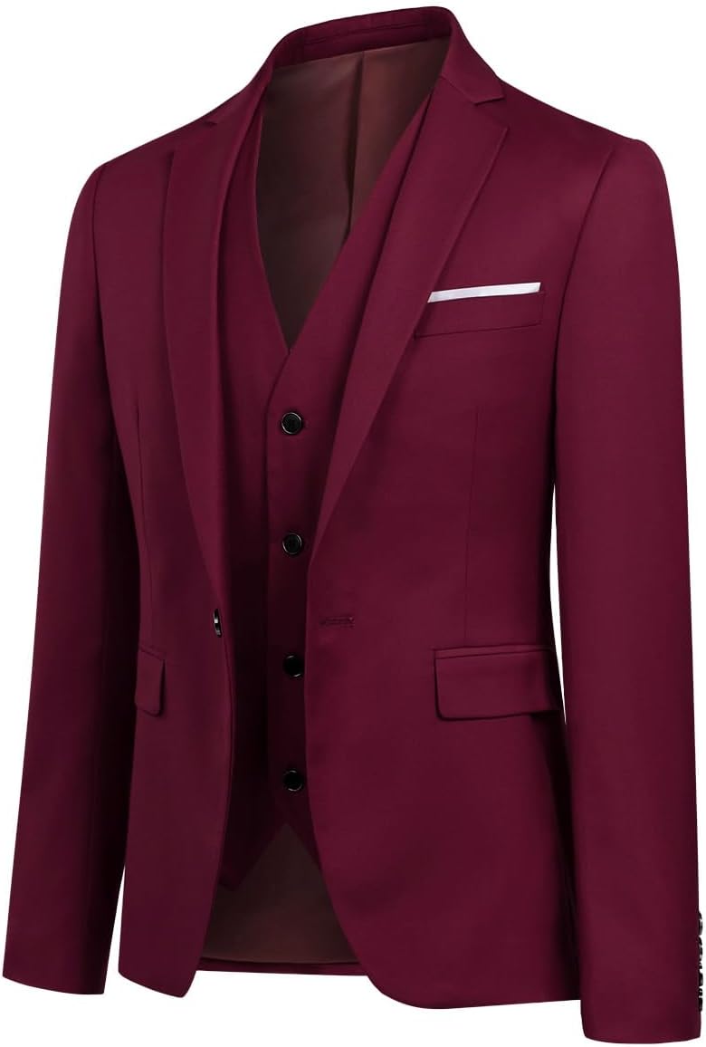 Allthemen Anzug Herren Slim Fit 3 Teilig Anzüge Modern Herrenanzug 3-Teilig Sakko Hose Weste für Bus
