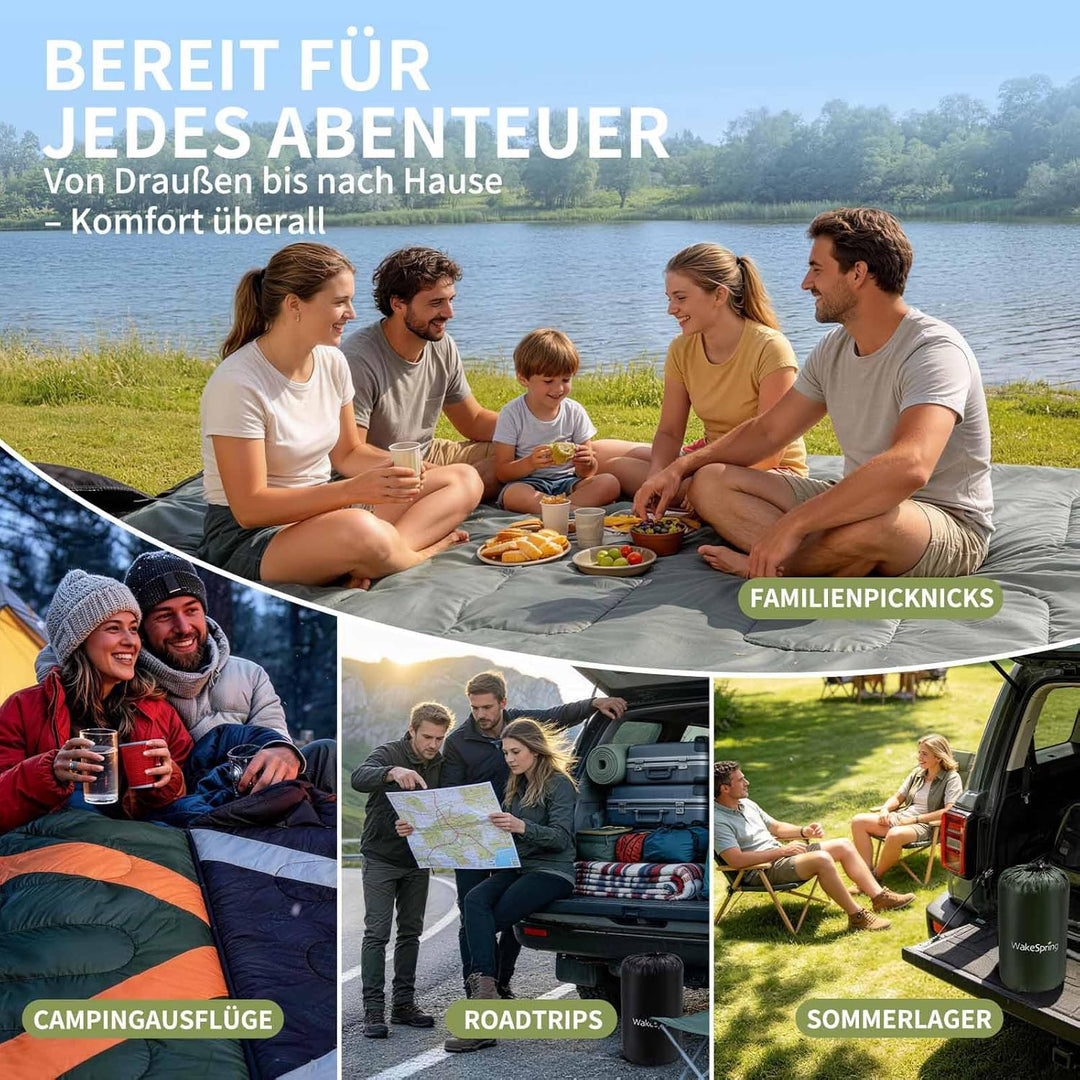 Schlafsack Sommer Erwachsene, 2-in-1 Leichter Deckenschlafsack Camping koppelbar, mit Fussreissversc