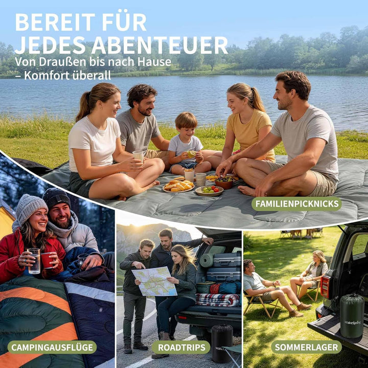 Schlafsack Sommer Erwachsene, 2-in-1 Leichter Deckenschlafsack Camping koppelbar, mit Fussreissversc
