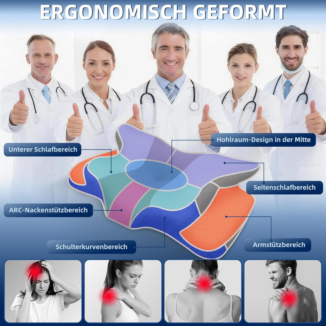 Nackenkissen Kopfkissen Mit Memory Foam - Orthopädische Schmetterlingsform Für Seitenschläfer, Abneh