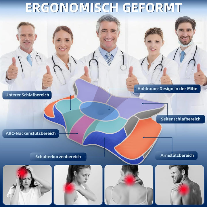 Nackenkissen Kopfkissen Mit Memory Foam - Orthopädische Schmetterlingsform Für Seitenschläfer, Abneh
