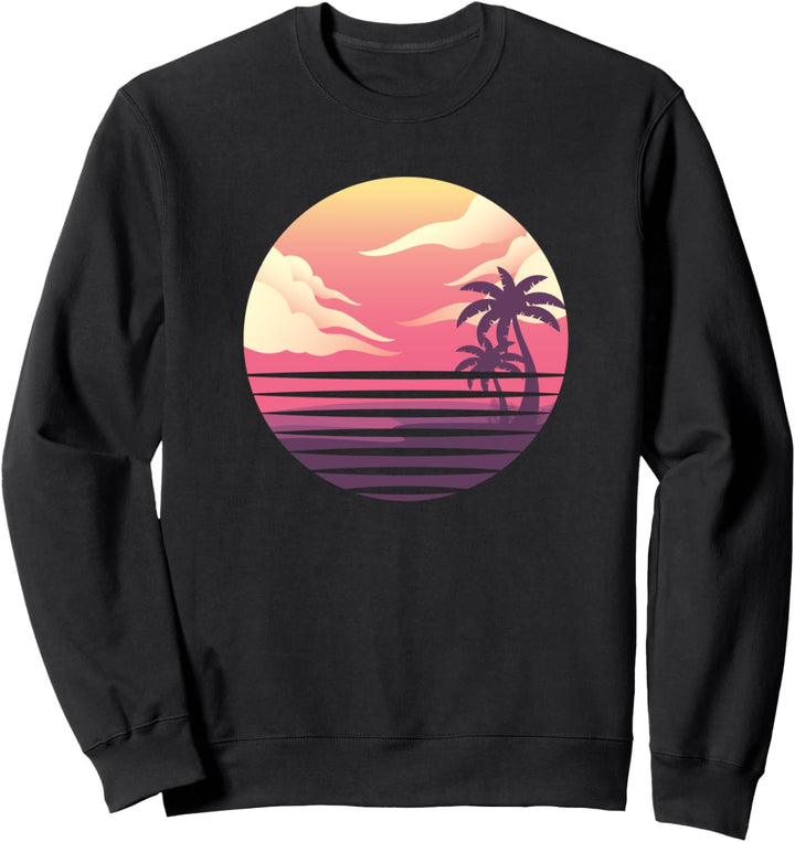 Tropische Palmen Retro 80er Synthwave 1990er Vaporwave Sweatshirt
