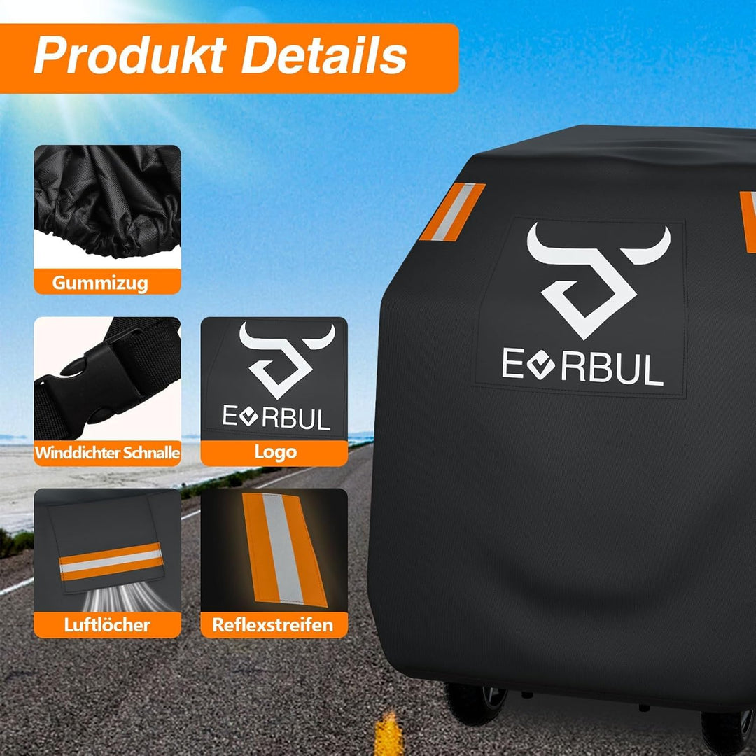 EVRBUL Elektromobil Abdeckhaube 420D wasserdichte Elektromobil Abdeckung, UV, Staubdicht mit Reflexs