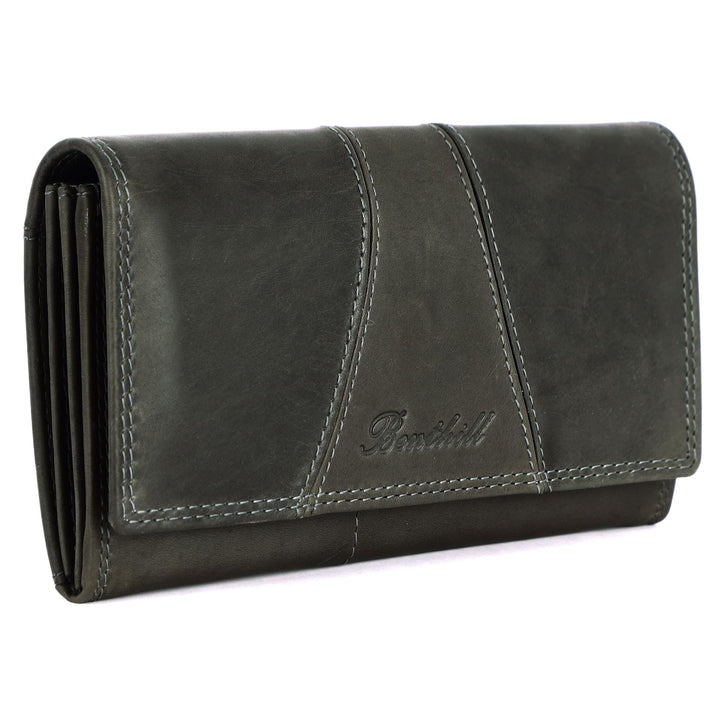Benthill Portemonnaie Damen Leder - Hochwertige weiche Vintage Echtleder Damen Geldbörse mit RFID Sc