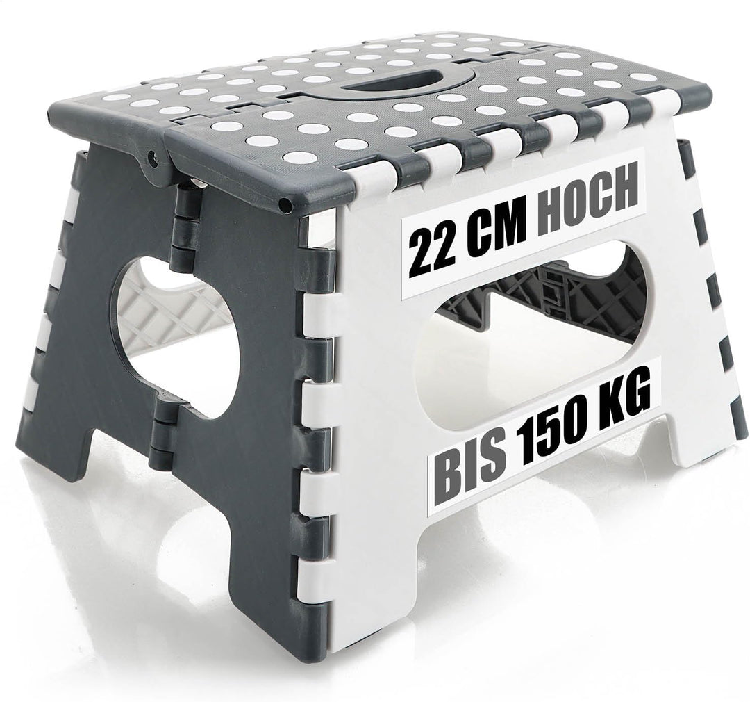 com-four® Klapptritt mit Gumminoppen - Rutschfester Klapphocker - Faltbarer Tritthocker - tragbare A
