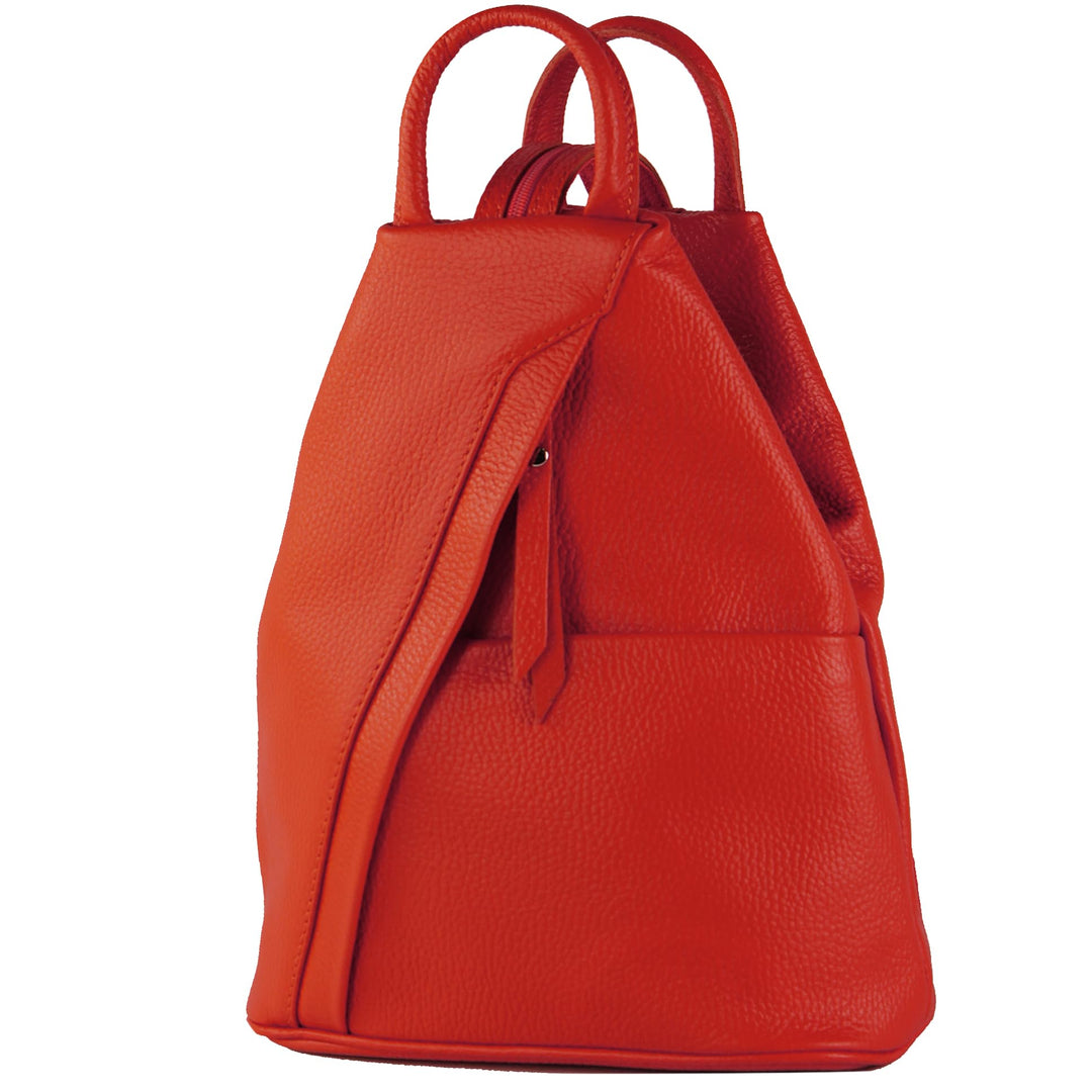modamoda de T180 Damen Leder Rucksack Handtasche 2-in-1, handmade in Italy Rot, Rot