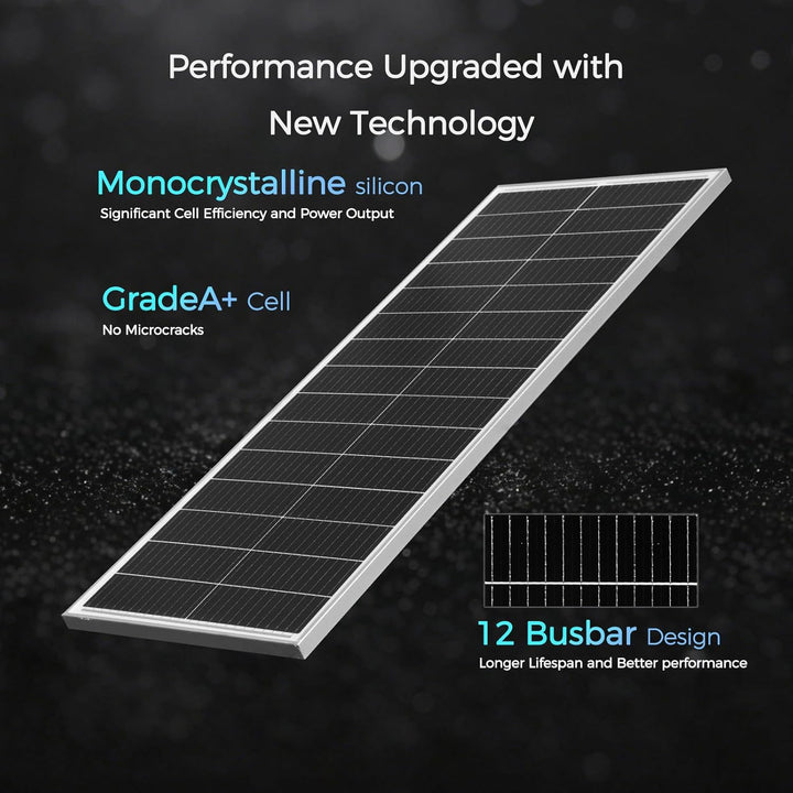 100W Solarpanel Kit Solar Set 12V, Monokristallines Solarmodul+20A 12V/24V Solarladeregler+Solarkabe