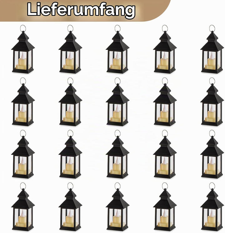 NUPTIO Kleine Laterne Halloween Deko - 20 Stück Mini Innen Laterne mit Flackernden LED Teelichter Ke