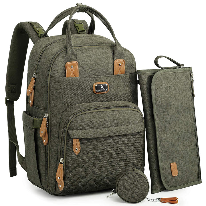 Wickeltasche Rucksack - Dikaslon Grosser Wickelrucksack mit Multifunktions-Babytaschen, Armeegrün