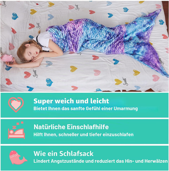 Catalonia Classy Meerjungfrauen Decke Mädchen Kinder 155x50CM, Meerjungfrauenflosse Kinder Mädchen M