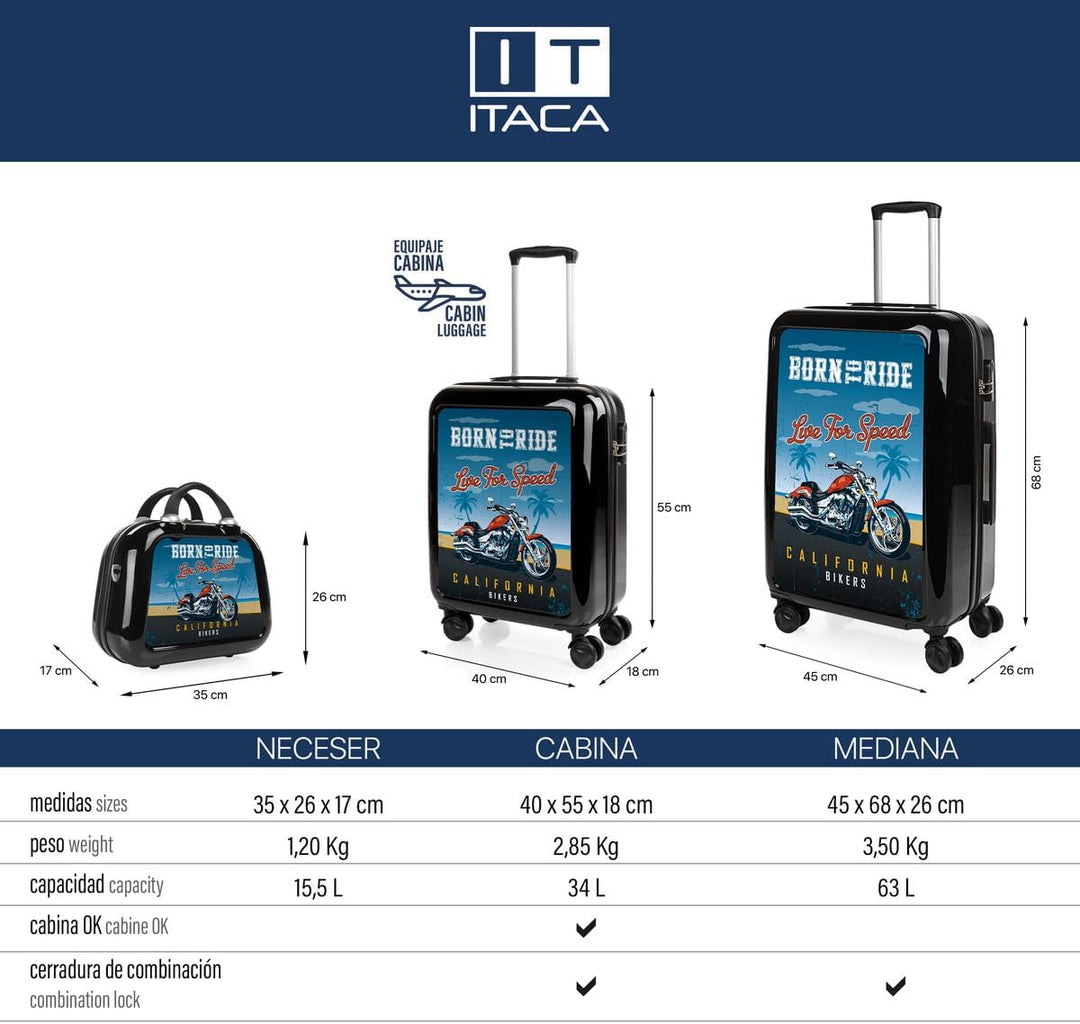 ITACA - Trolley Handgepäck Cabin Trolley Koffer Reisekoffer Hartschalenkoffer mit Zahlenschloss - Ka