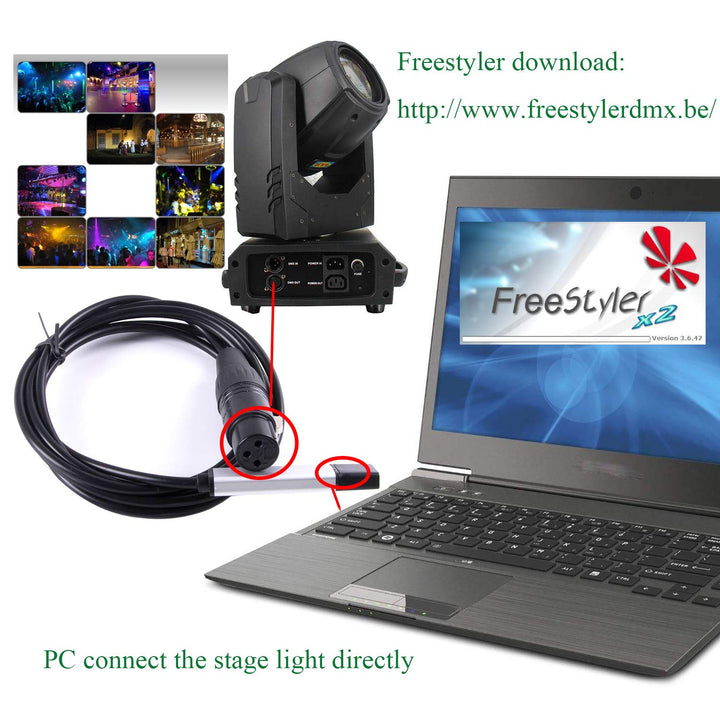 USB zu DMX Schnittstellenadapter RS485 Konverter seriell 3PIN XLR LED DMX512 Freestyler Software PC