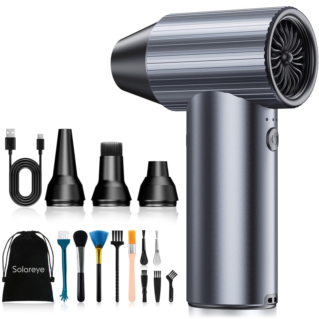 Solareye Druckluft Compressed Air Duster, 3-Gang 300000 U/min, Elektrische Staubgebläse Luftdruckspr