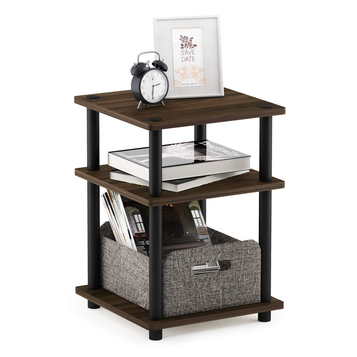 Furinno Mehrzweckregal, Einfache Montage, mit 3 Ebenen, holz, Columbia Walnut/Schwarz, 37.08 x 37.08