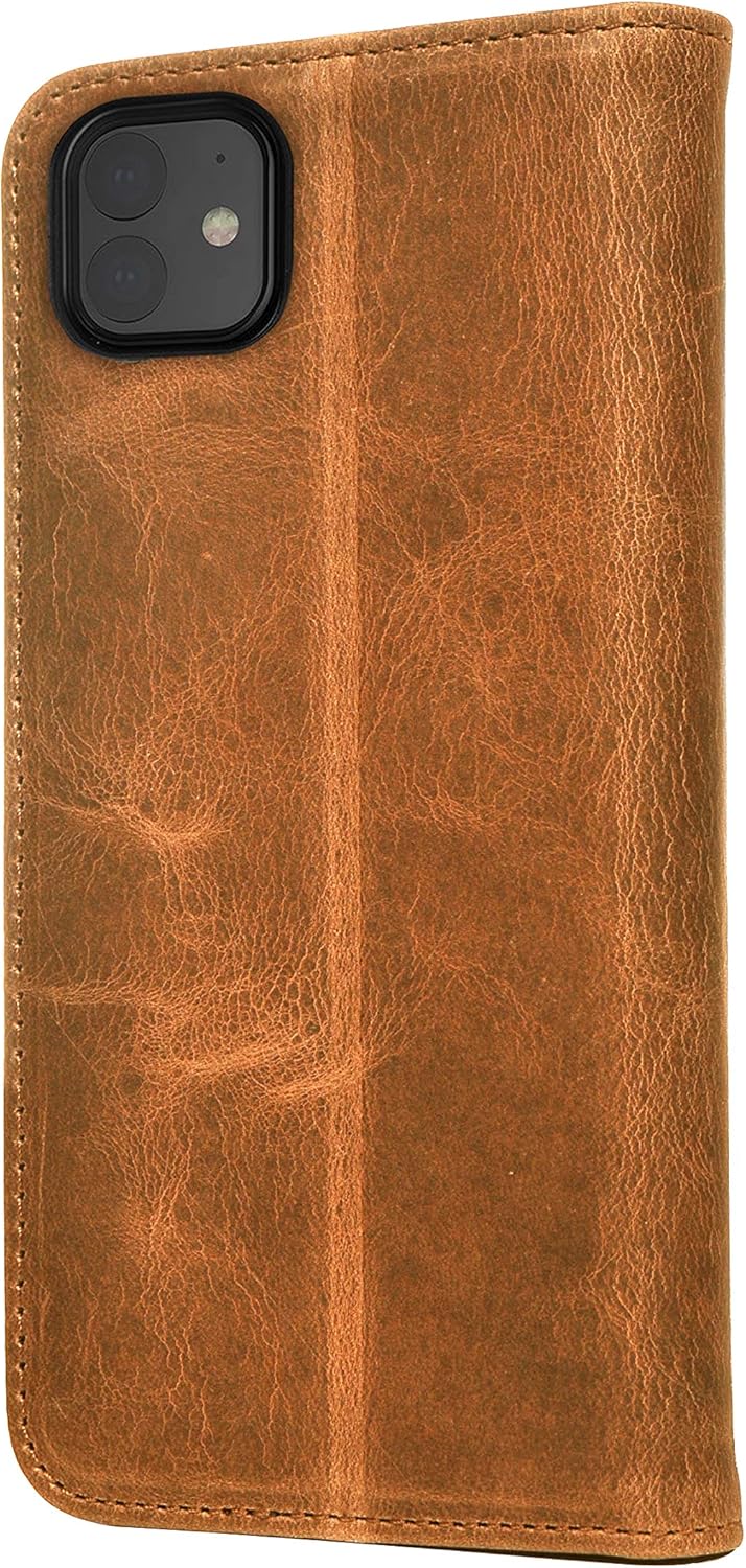 Porter Riley - Lederhülle für iPhone 12 Mini (5.4"). Premium Echtleder Standhülle/Cover/Brieftasche