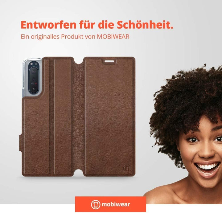 Mobiwear | Echt Lederhülle | Kompatibel mit Sony Xperia 5 II, Made in EU handyhülle, Slim Leather Ca
