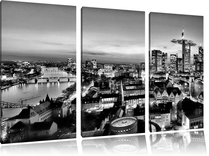 Pixxprint Frankfurt Skyline als Leinwandbild | Grösse: 3 Teilig (120x80) | Wandbild| Kunstdruck | fe