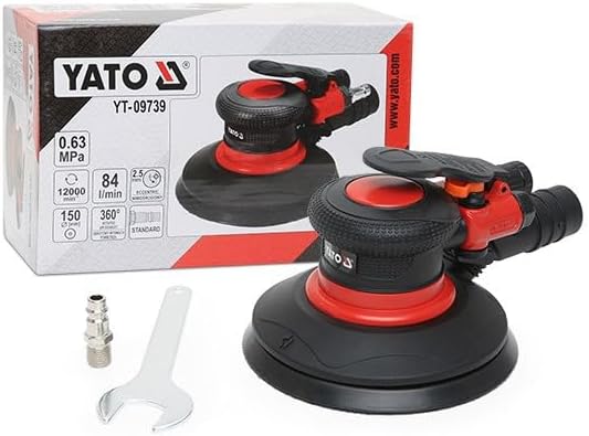YATO Profi Druckluft Exzenterschleifer Ø150 mm, extra leichte und handliche Ausführung, 12.000 U/min