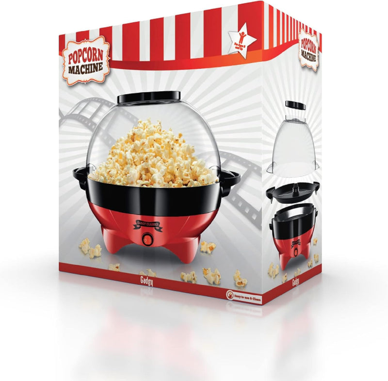 Gadgy ® Popcornmaschine l 800W Popcorn Maker mit Antihaftbeschichtung und Abnehmbares Heizfläche l S