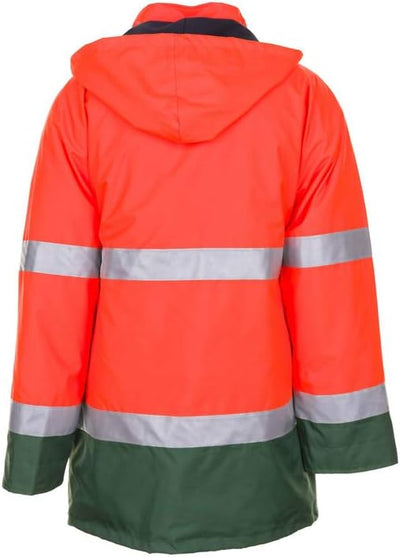 Planam Grösse 4XL Herren Warn-/Wetterschutz Parka 2-farbig orange grün Modell 2058 4XL Orange, Grün,