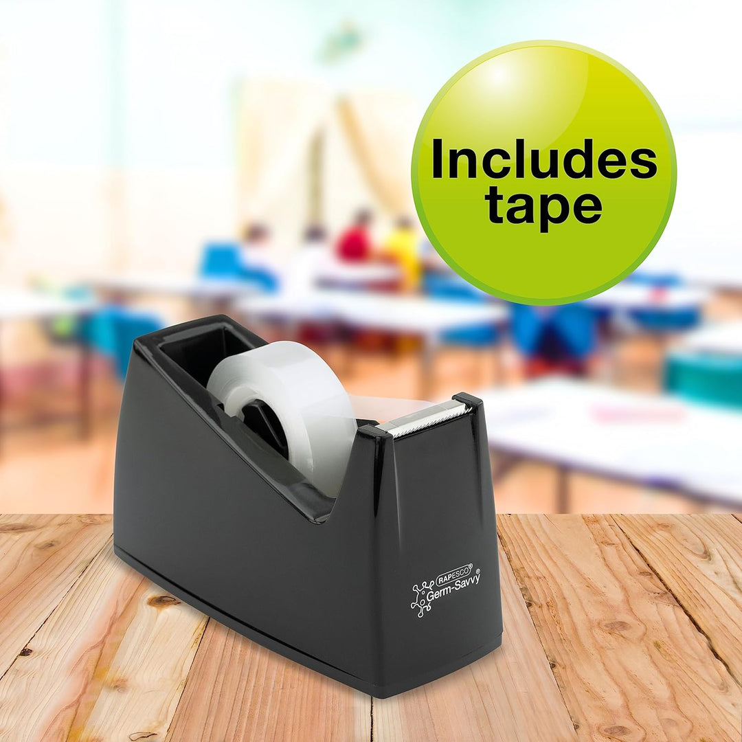 Rapesco 1741 Business Pack: 4 Germ-Savvy Antibakterielle 300 Klebebandabroller und 4 Transparente Kl