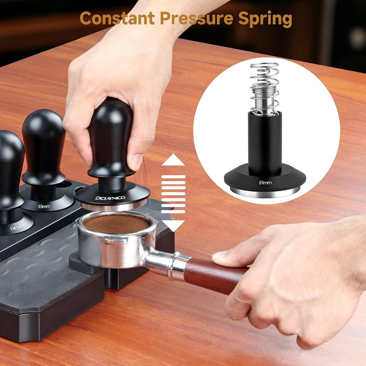 Kaffee-Tamper 53 mm – mit Sound-Feedback, 13,6 kg, federbelasteter Tamper Barista, Espresso-Stampfer