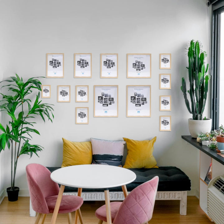 14 tlg. Foto Bilderrahmen-Set in Naturoptik in verschiedenen, unterschiedlichen Grössen. Für Fotowän