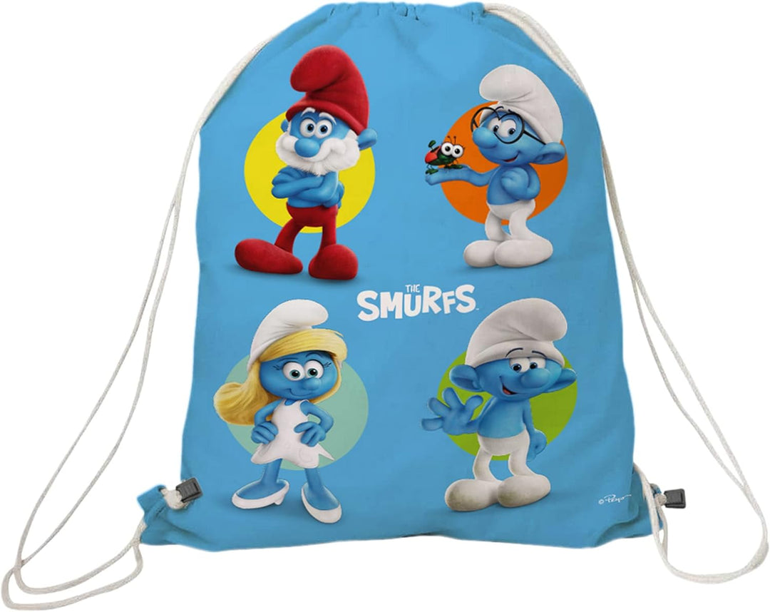 Nerthus FIH 1077 Set Rucksack + Snacktasche + Doppelwandflasche 500 ml Schlümpfe