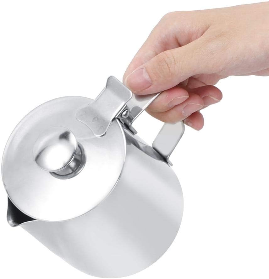Hominas Milchkännchen, 350 Ml Milch Pitcher Milchkanne Edelstahl mit Deckel Milch Aufschäumen Tasse