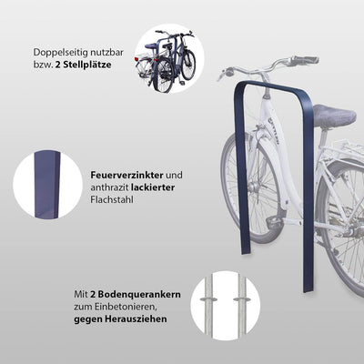 Fahrradanlehnbügel aus Flachstahl zum Einbetonieren | Fahrradständer Anlehnbügel Anlehnständer Polle