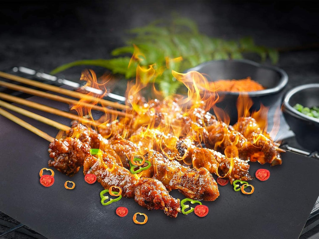 DIKER BBQ Grillmatte, Antihaft 5er Set 40x60cm, Backmatte für Holzkohle & Backen, Backpapier Wiederv