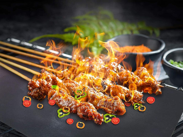 DIKER BBQ Grillmatte, Antihaft 5er Set 40x60cm, Backmatte für Holzkohle & Backen, Backpapier Wiederv