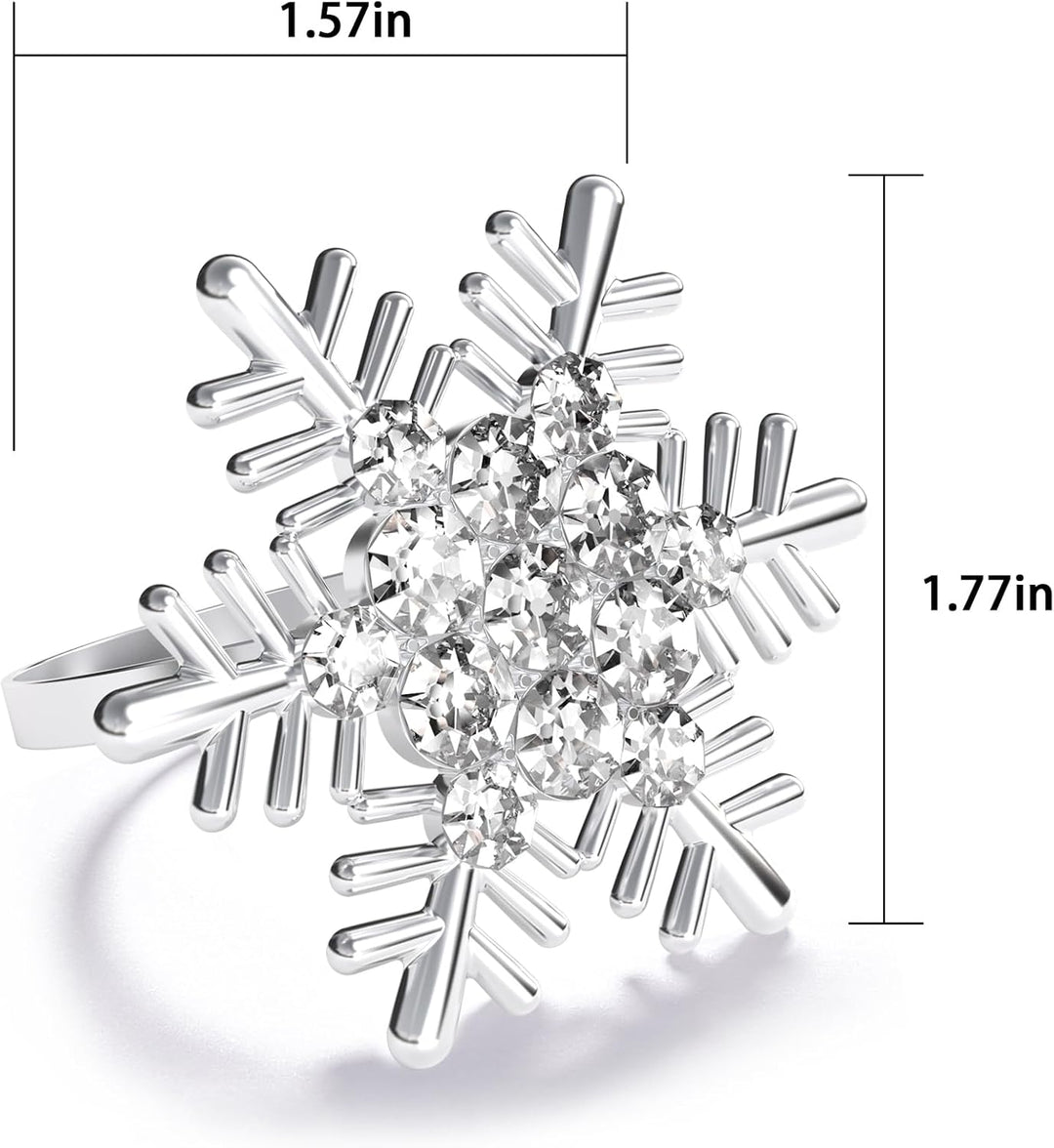 ZeeDix 24 Stück Silver Serviettenringe Weihnachten Schneeflocken - Serviettenringen für die Festtafe