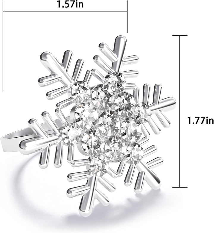ZeeDix 24 Stück Silver Serviettenringe Weihnachten Schneeflocken - Serviettenringen für die Festtafe