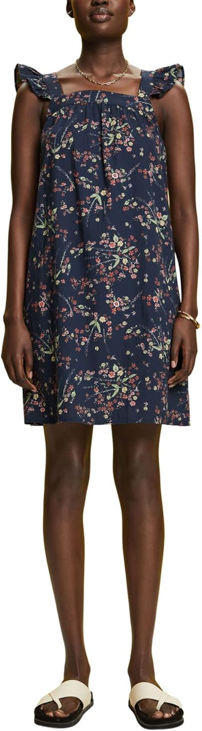 ESPRIT Bedrucktes Minikleid, 100% Baumwolle XXS Dark Blue, XXS Dark Blue