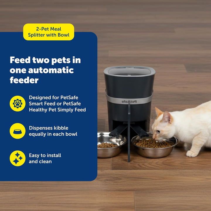 PetSafe 2 Tierfutterteiler mit nur einem Napf, Futterautomat für zwei Hunde oder Katzen, BPA-freier